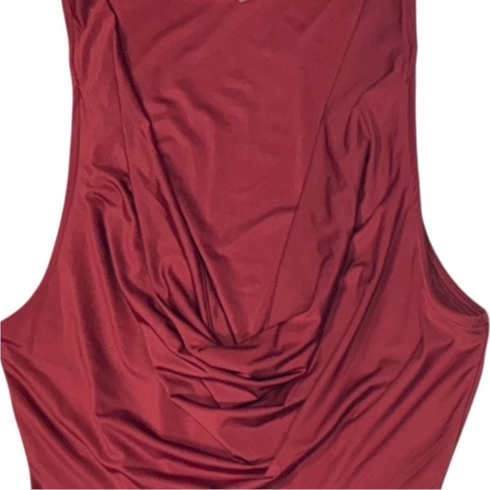 NWOT FREE PEOPLE Intimately Deep Plunge Sexy Satin Red Thong Bodysuit NWT Large - Picture 11 of 13